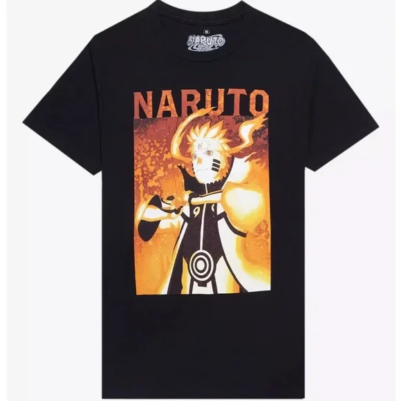 NARUTO SHIPPUDEN SIX PATHS SAGE MODE DOUBLE SIDED FIRE ICE GRAPHIC TEE - Picture 1 of 8